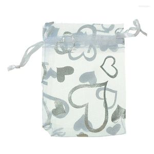 Decorazioni Natalizie 100 Pz Cuore Bianco Organza Sacchetti Regalo Matrimonio Sacchetti Portagioie 7x9cm