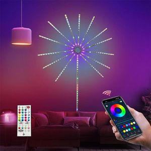 Tiras sinfonias inteligentes RGB Firework Lights Bluetooth App Control Remote Led Strip for Music Sync Holiday Party Room decorado