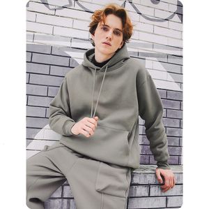 Men's Hoodies Sweatshirts INFLATION Solid Color Fleece Hoodies Men Winter Thick Warm Hooded Sweatshirts Unisex Blank Pullovers 230303