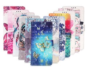 3D Catoon Unicorn Skull Clower Owl Butterfly Flip Leather Case для Samsung S23 Plus A54 A14 A23 A73 A13 5G ID Flot Cover Cover