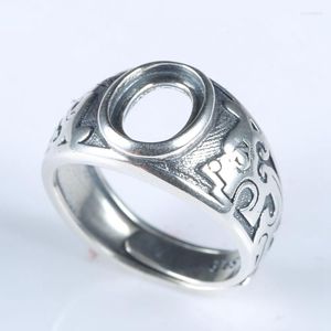 Kluster ringar män engagemang bröllop vintage ring semi mount 925 sterling silver 7x9mm oval cabochon grossist fin smycken