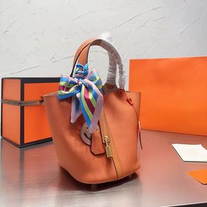 Picotin Tote Çanta Kilitli Kova Lüks H Çanta Altın Paladyum Donanım Deri Dana Derisi Çanta Kadın Crossbody İpli Mini 18CM