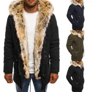 Piumino da uomo Parka Collo in pelliccia antivento Cappotto in cotone Giacca calda Giacca invernale imbottita alla moda Uomo Uomo Sciolto con cappuccio