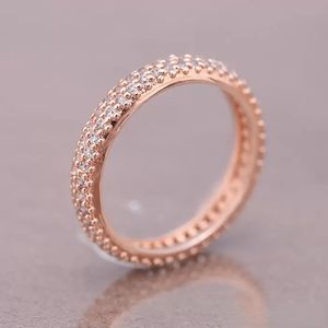 100% 925 Sterling Silver RINGS With Cubic Zircon Fashion Ring for Valentines Day Rose Gold Wedding Ring Women Wholesale