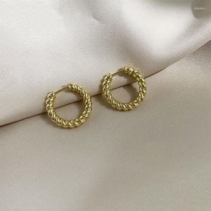 Hoopörhängen Eleganta flickors enkla lilla koppar för kvinnor Minimalistisk vridning Tiny Gold Hoops örhängen Piercing smycken