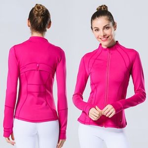 Definiera träning Yoga Women's LL Sport Coat Fiess Jacket Sport Snabbt Dry Activewear Top Solid Zip Up Sweatshirt Sportwear S Wear