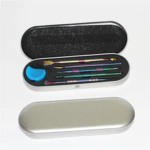 Handverktyg vax dabber verktyg dab kit set aluminium box förpackning för rökning tillbehör torr ört förångare pen atomizer titanium nagel