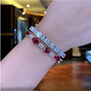 14K White Gold Emerald Cut Lab Lab Brange Bracelet noivado Bracelets de casamento para mulheres Presente de joalheria de festa na moda