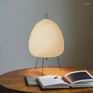 Lampade da tavolo Lampada di carta con treppiede in stile giapponese Design creativo Soggiorno Camera da letto Rice Desk Light Home El Decor Illuminazione E27
