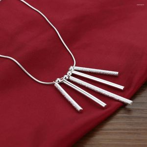 Zincirler Güzel 925 Boğuk Gümüş Takılar Kadınlar İçin Beş Sütun Kolyeleri Moda Partisi Düğün Takı Noel Hediyeleri