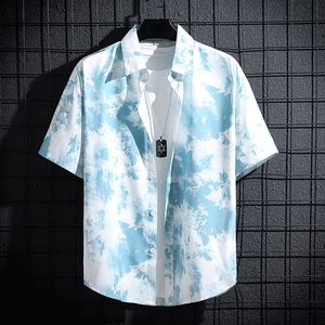 Camicie casual da uomo camicia stampata a maniche corte da uomo e da donna casual abbigliamento da spiaggia personalità sottile coppia top 230303