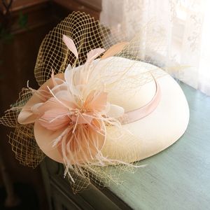 Stingy Brim Hats Women Large Brim Sinamay Fascinator Hat Cocktail Wedding Party Church Headpiece Fashion Headwear Formal Flower Hair Accessories 230306