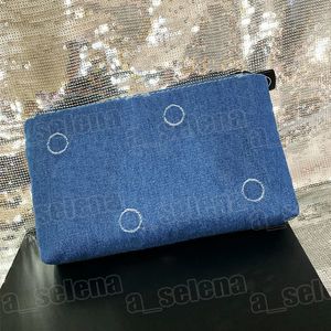 Borsa da toilette da viaggio in denim da donna di marca moda borse cosmetiche con cerniera di grande capacità borsa da toilette per il trucco Portafoglio con scatola