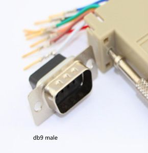 BOA QUALIDADE DE QUALIDADE 100PCS/LOT DB9 Male para RJ45 fêmea M/F RS232 Modular Adapter Connector Convertor Extender