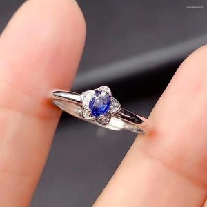Cluster Rings Natural And Real Sapphire Ring 925 Sterling Silver Female Engagement Jewelry