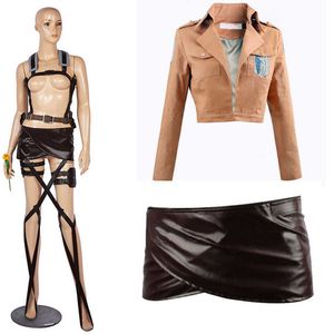 Costumi anime Hot Attack on Titan Cintura Shingeki no Kyojin Cinture e imbracature Cosplay Cinghie personalizzate Mikas Survey corps Eren Jacket Set completo Z0301