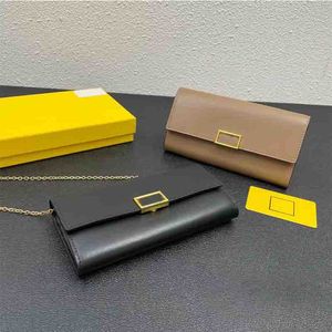 Damen Designer Dünne Kette Clutch Bag Mode Lange Flip Brieftasche mit Box Staubbeutel 2 Farben Klassische Dame Leder Geldbörsen Münze Taschen Frauen Geldbörse Karte