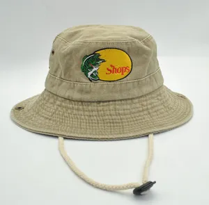 European and American Embroidery Jean Fisherman Hat Outdoor Fishing Sun cap Big Brim Bucket Hats