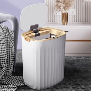 Waste Bins Smart Sensor Trash Can Automatic Induction Waterproof Bin with Lid Garbage Bin Family Light Luxury Sitting Room Toilet Trash Bin 230306