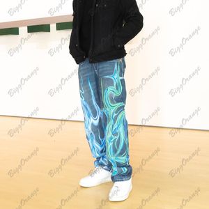 Men's Jeans Graffiti American hip hop jeans y2k trousers men's street style retro harem pants men black cargo 230306