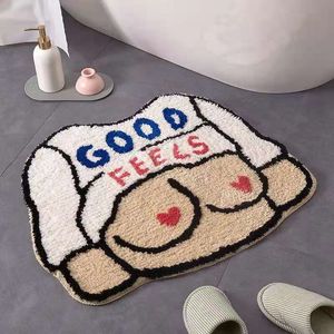 Carpet Funny Plush Thicken Bath Carpet Fashion Cartoon Water Absorption Soft Floor Mats Living Room Doormat Nonslip Bathroom Rug 230303