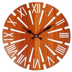 Wall Clocks Roman Digital Clock Simple Circular Retro Mill Shape Modern Design Of Family Decoration Wooden Pendant