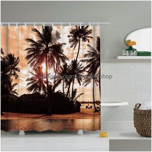 Shower Curtains Dafield Bathroom Accessories Spa Decor Curtain Set Orc Flower Stone Print T200711 Drop Delivery Home Garden Bath Otfya