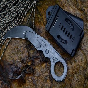 Mechanical Claw Survival Rescue Knives Karambit CS GO Cutter D2 Blade One Solid Steel Handle with Kydex Sheath Gift box271G