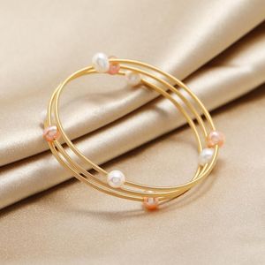 Tennis Fashion Natural White And Pink Pearl Wrap Bangle Handmade DIY Women Jewelry For Holiday