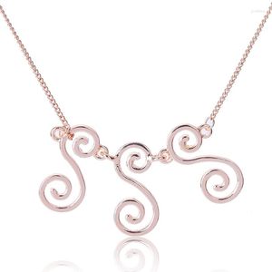 Pendant Necklaces Korean Women's Rose Gold Color Necklace Round Spiral Temperament Zinc Alloy Jewelry Wedding Anniversary Gift