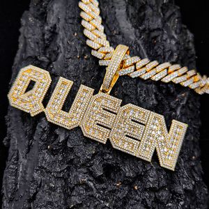 Men Women Letter Pendant Gold Silver Colors Baguatte DIY Custom Name Letters Pendant Necklace Jewelry with 3mm 24inch Rope Chain