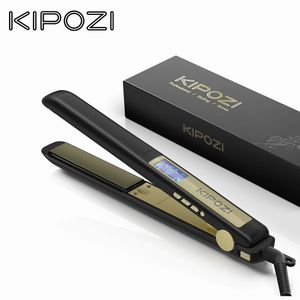 Hair Straighteners KIPOZI Salon Flat Iron Straightener Nano Plate Dual Voltage 15s Fasting Heating with 15 Adjustable Temp Settings 230306