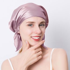 Beanieskull Caps 100% naturlig mullbärsilk nattlock sovmössa Pure Silk Hair Wrap Sleeping Beanie för Women Girl 19 Momme 230306