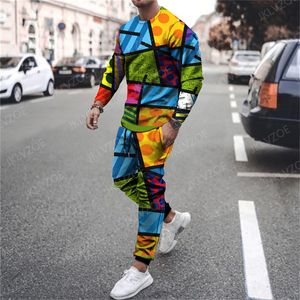 Men's Tracksuits Autumn Tracksuit Long Sleeve T ShirtSweatpants Suit Men Streetwear Vintage Sweatshirt Oversized Men Clothing 2 Piece Sets 230303