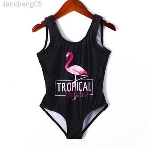 One-Pieces 2021 New Flamingo Swimsuits For Girls One-Piece Bathing Suits Printed Flamingo Beach Wear 3-12years Children's Swimwear 9071 W0310