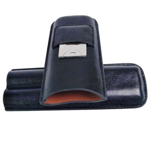 Högkvalitativ humidorhållare Load 2 st Cigars Tube Portable Leather Cigar Case med cigarrskärare Travel som röker cigarettlagringstillbehör