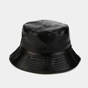 Berets Unisex Bucket Hat Holographic Hip Hop Sun Protection Anti-Sun Flat Top For Daily Outing