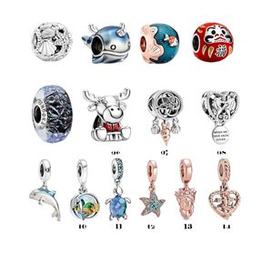 High Quality Sterling Silver Pandora Charm Sea tortoise beads pendant Ocean hollow shell dream catcher Damo beads accessories Fashion necklace