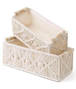 Tissue Boxes Napkins Macrame Storage Baskets Decor Box Handmade Woven Decorative Countertop Toilet Tank Shelf Cabinet Organizer 6758647