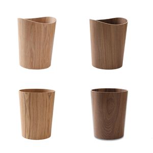 廃棄物9Lガベージビン天然固形材の丸いゴミは、シンプルな家庭用廃棄物basket lidキッチンオフィスELクリーニングツール230306