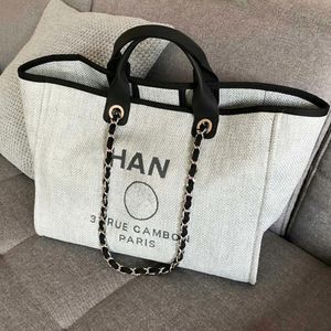 Tote Shopping Deauville Beach Bag Luxury Women Man Handbag Polse Pearl Nylon Canvas Designer Crossbody Clutch Summer Fashion Travel Lady Shoulder Chain Bags