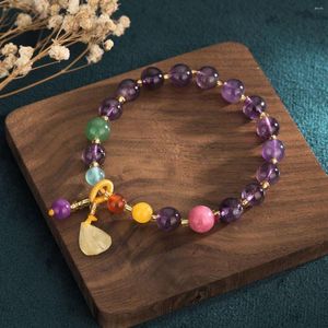 Bangle Chinese Style Creative Hand-Woven Colorful Natural Crystal Armband Women Girl Armband