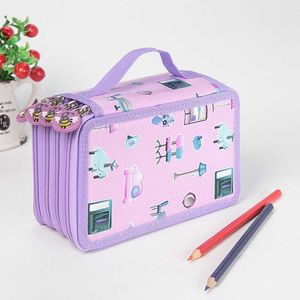 Blyertspåsar Big 364872 Holes Kawaii School Pencil Case Penal for Girls Boys Pen Box Large Storage Cartridge PAG STATERY KIT PENCILCASE J230306