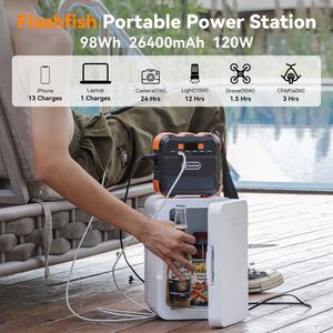 Flashfish A101 120W 98Wh 26400mAh Stazione di alimentazione portatile Alimentazione del generatore Batteria di riserva Alimentazione portatile-Power Bank