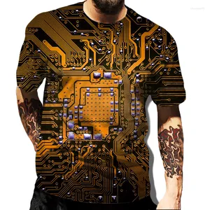 Herr t-skjortor 2023 sommar mode elektroniska chip 3d tryckt t-shirt cool kretskort tshirt män kvinnor harjuku streetwear toppar
