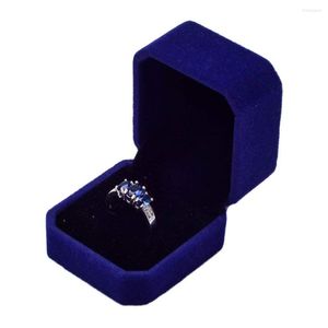 Jewelry Pouches Velvet Engagement Wedding Ring Earrings Gift Box Boxes Display Storage Case Sapphire Blue