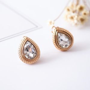 Backs Earrings South Korea Fashion Collocation Ear Clip Water Rose Gold Glass Jewelry Special Store