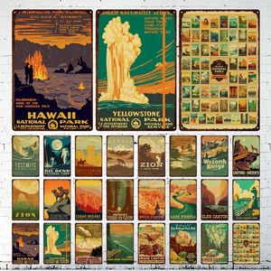 Vintage National Park Metal Tin Signs Paisagem Retro Posters Arte Filme Iron Pintura de Ferro Pasiado Casa Decoração de Barra de salão Decoração de parede Man Cave Decoração Tamanho 30x20cm W01