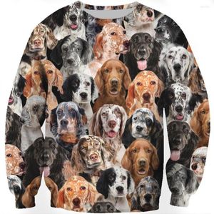 Felpe con cappuccio da uomo You Will Have A Bunch Of English Setter Felpa Stampa 3D Unisex Primavera/Autunno Moda Cani Manica lunga Girocollo