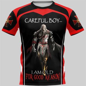 Hip Hop Sportwear Punk Casual Loose Track Autunno Uomo Cool Print The Knight Templar 3d T-shirt 006